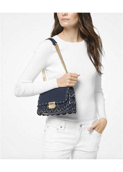 michael kors tasche sloan small|Sloan Small Floral Scalloped Leather Shoulder Bag .